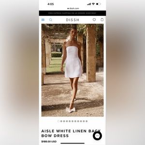 DISSH AISLE WHITE LINEN BACK BOW DRESS